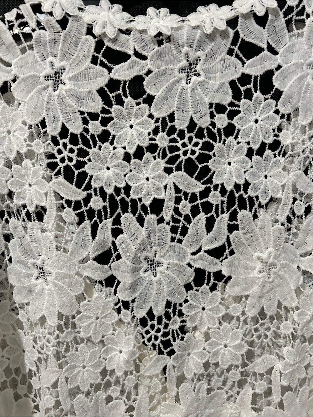 NEW Boho White Crochet Lace V-Neck Button-Front Flowy Women’s Summer Top - Picture 4 of 11